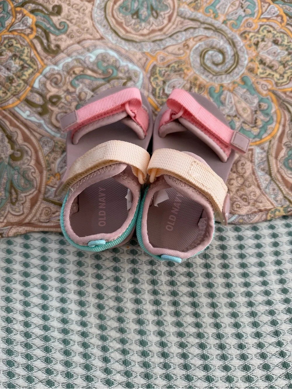 Old Navy Toddler Girls Double-Strap Sandals Size 6 Pink Teal